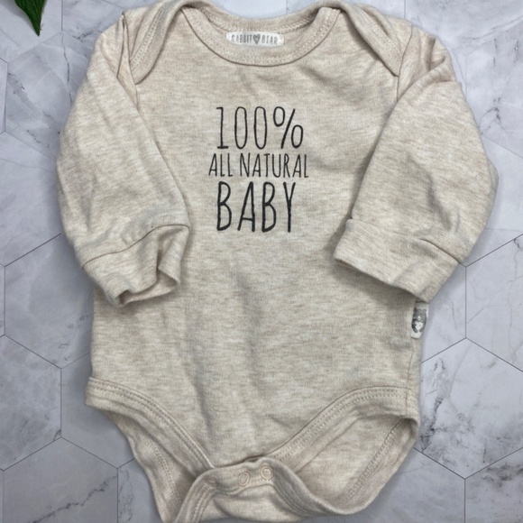 Rabbit Bear Organic 100% Cotton Bodysuit 3-6 - Picture 4 of 7